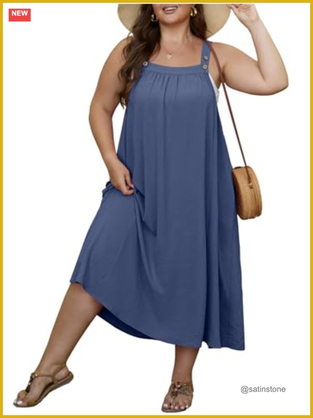Plus Size Summer Maxi Dress Sleeveless A-Line with Pockets Beach Cover Up